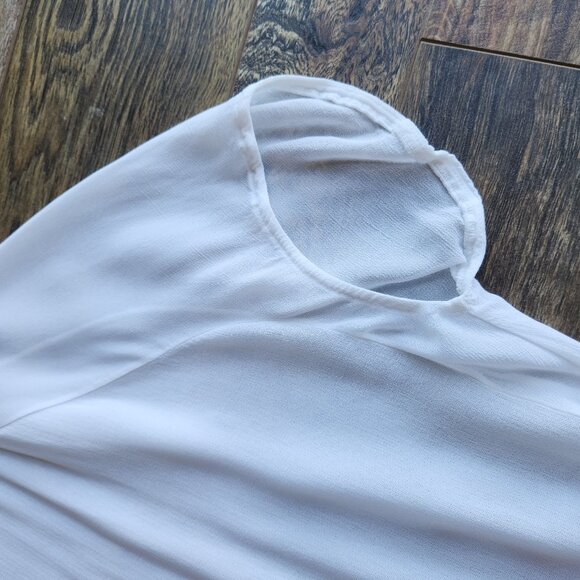 Transit Par Such Made in Italy White Sheer Chiffon Drop-Shoulder Shirt Button-Up - Picture 7 of 12